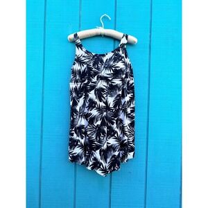 Catalina Womens Black White Tropical‎ Swim Dress and Tassel Kimono Set Large